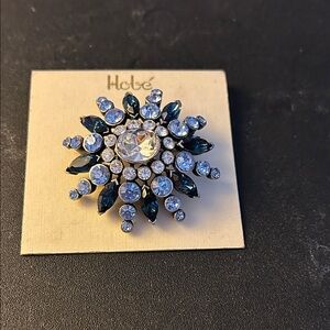 Hobe Blue and Silver Crystal Brooch